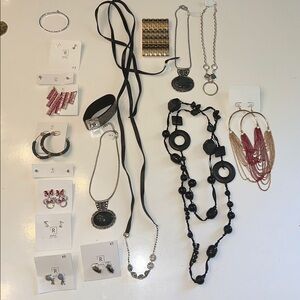 Assorted Jewelry Collection Lot Earrings Necklace Resale  Gold Zara Revolve